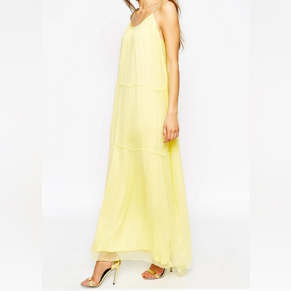 Mango yellow chiffon maxi dress - Picture 3 of 9